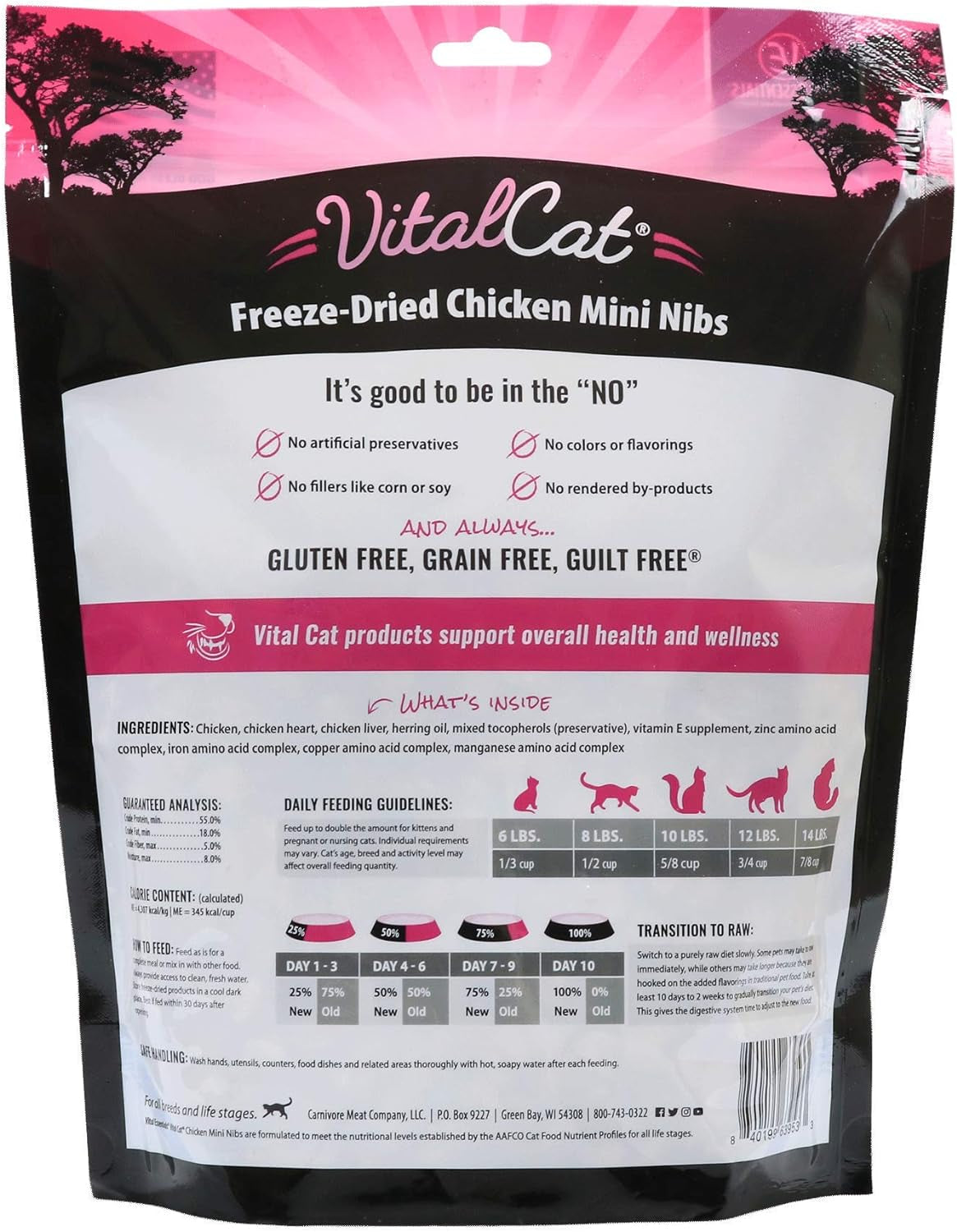 Freeze Dried Cat Food, Chicken Mini Nibs 12 Oz