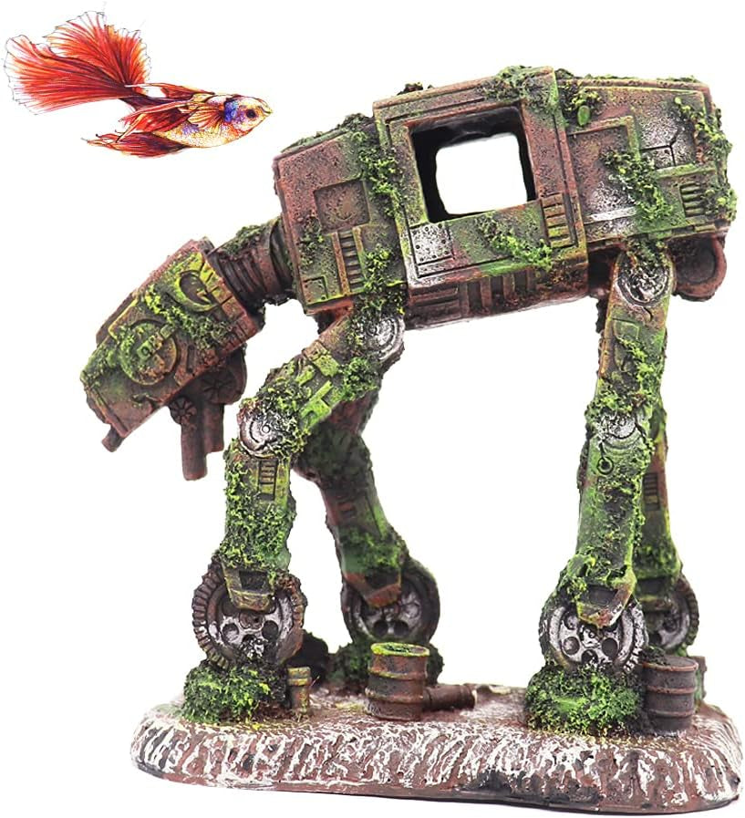 Star Wars Aquarium Decorations, Cool Walking Land Tank Aquarium Ornament, Alien Fish Robot Tank Decorations for Betta, Small