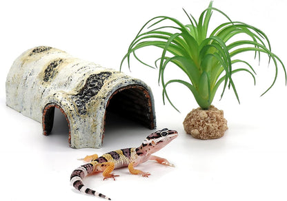 Reptile Hides and Caves Birch Tree Bark Trunk Habitats Decor Aquarium Decoration Wood for Lizard Geckos Snake Spiders Frogs Turtle (Small)